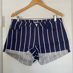 H&M Blue & White Striped Jean Shorts